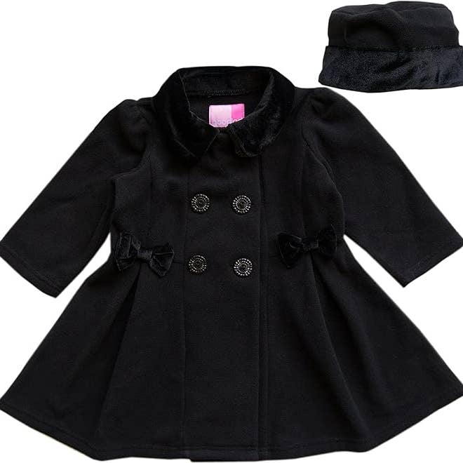 Good Lad Apparel - Wholesale Coat - Kids - Good Lad Black Fleece Dresscoat with Velvet Trim and Hat0