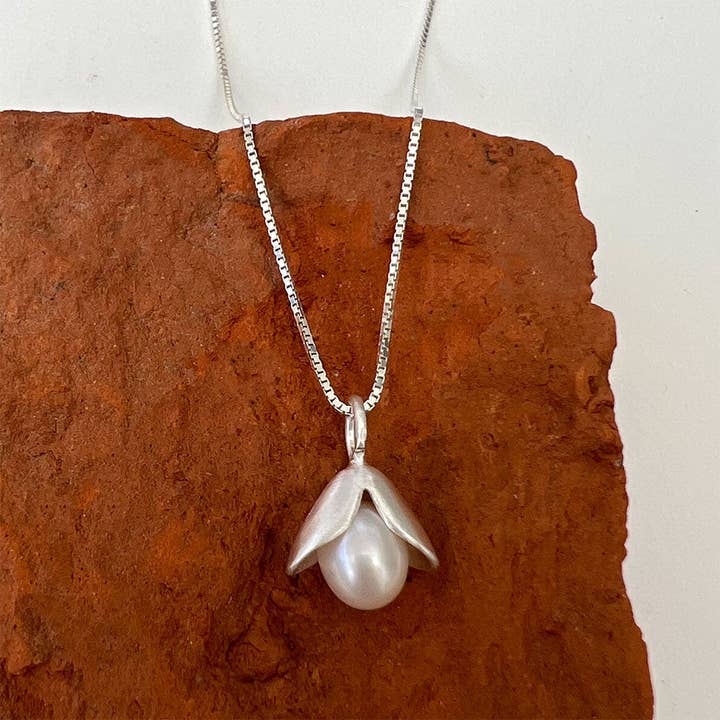 Acorn Pearl Necklace - Sterling Silver, Indonesia for wholesale by Women's Peace Collection