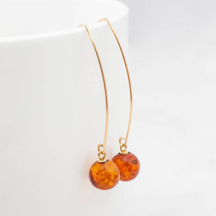 Long Amber Earrings Amber Silver Drop Earrings Baltic Amber for wholesale by Marcin Waryszak