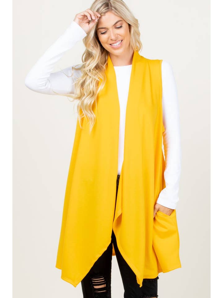 Stylish Wholesale - Wholesale Outerwear Vest - Women's - SOLID DRAPED VEST HMSJ1003-999