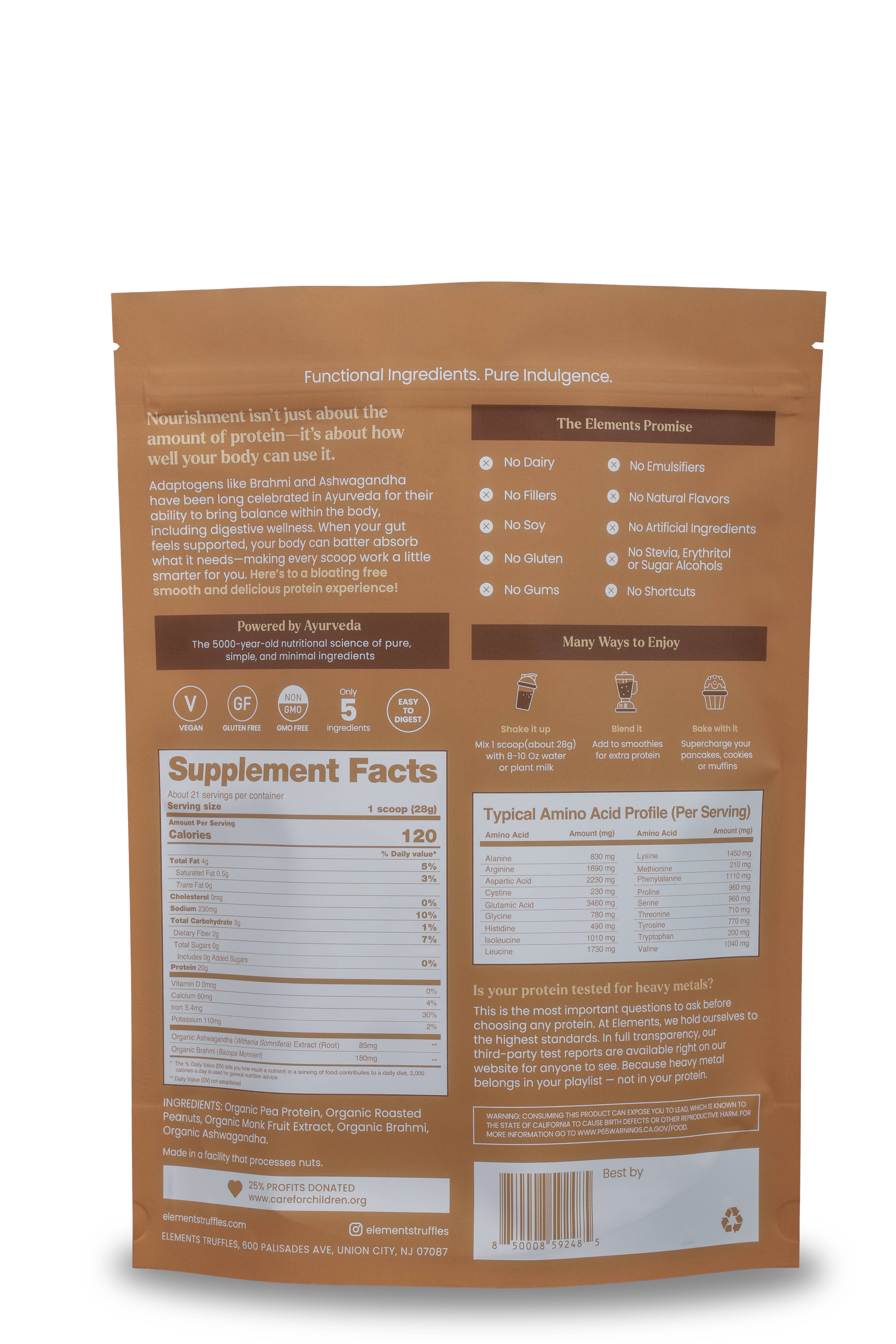 Elements Truffles - Wholesale Protein/superfood powder - Plant Based Protein Powder: Peanut Butter (21 Servings)1