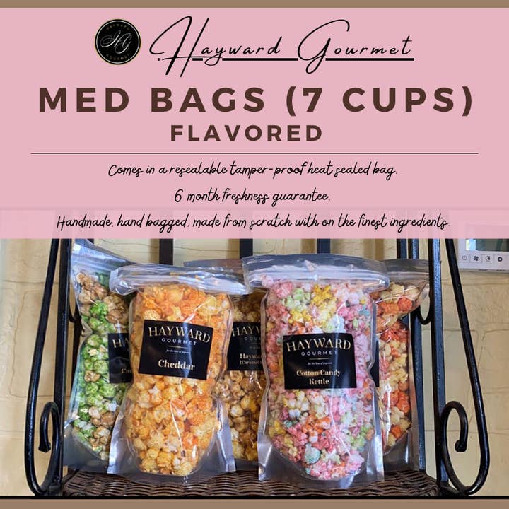 Hayward Gourmet – wholesale Popcorn – Medium Size - 7 cup - Flavored Gourmet Popcorn
