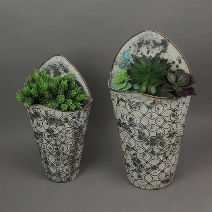 Zeckos - Wholesale Wall planter - Gray Embossed Farmhouse Metal Wall Pockets - Set of 21