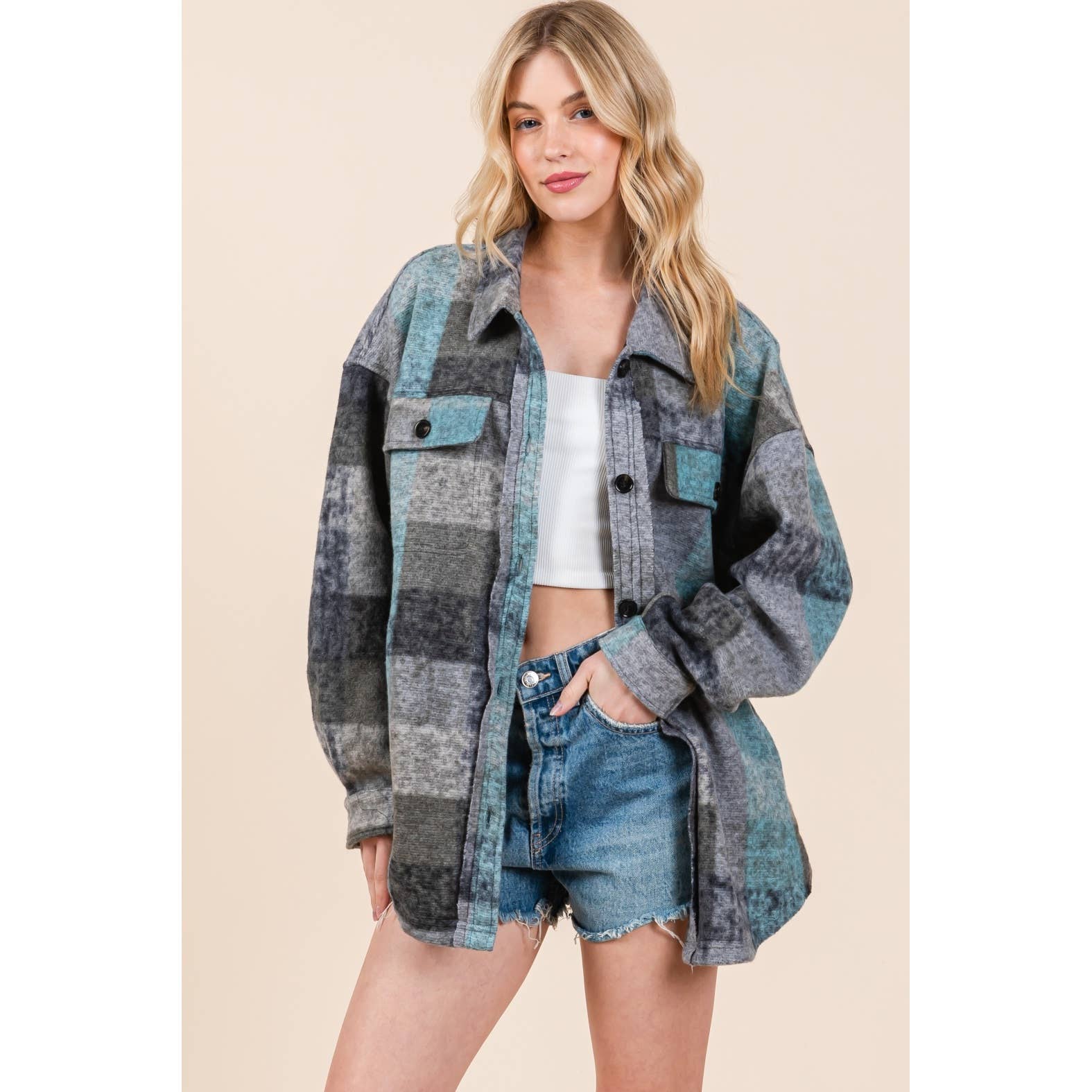 Mapcie - Wholesale Jacket - Women's - MULTI PLAID SHACKET WITH POCKETS8