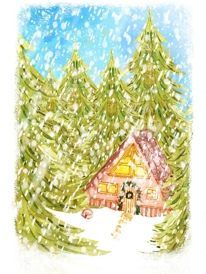 Biglietto di Auguri di Natale nel Bosco | Design Festivo Ispirato alla Natura | Illustrazione di Maria Zvaric per la vendita all'ingrosso da parte di Maria Zvaric Illustration