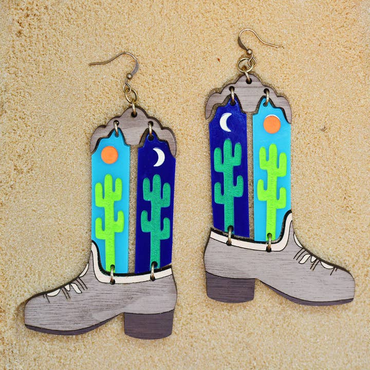 Cowboy Boot Statement Earrings for wholesale by Silly Loaf