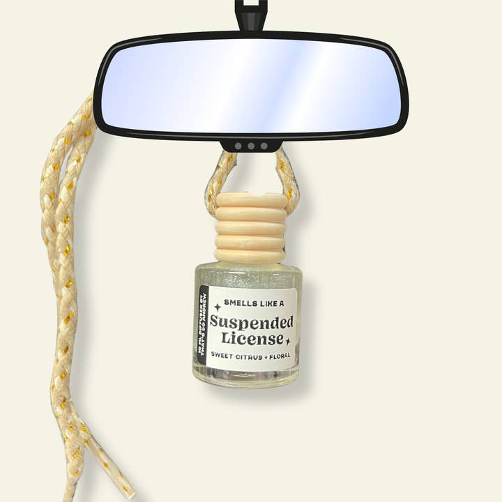 Suspended License Car Diffuser | Long Lasting, Toxin Free, Air Freshener for wholesale by That’s So Andrew