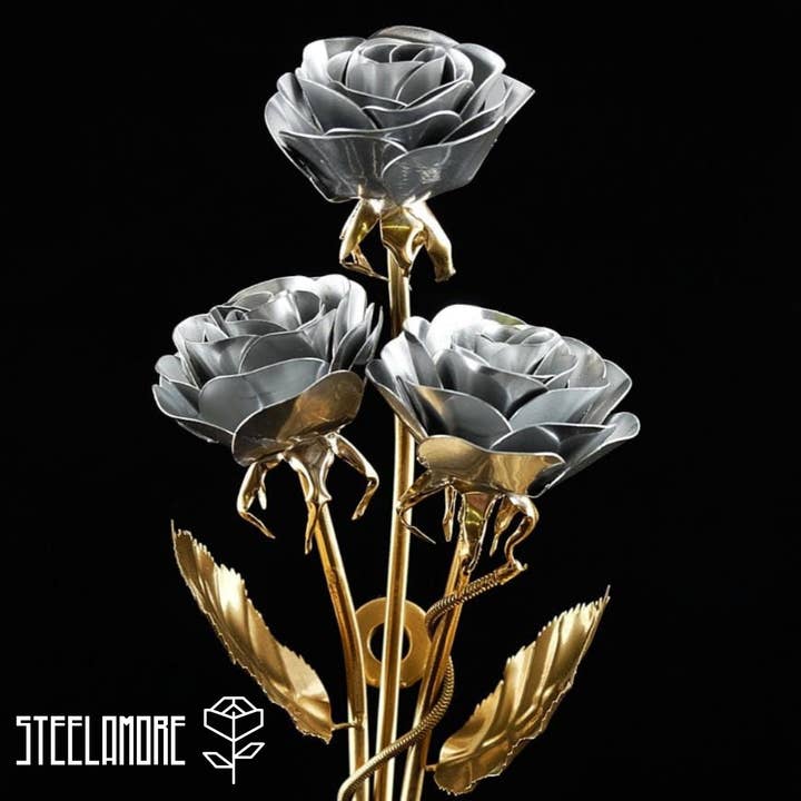 Steelamore - Wholesale Kunstbloemen - 3-delig boeket van stalen rozen4