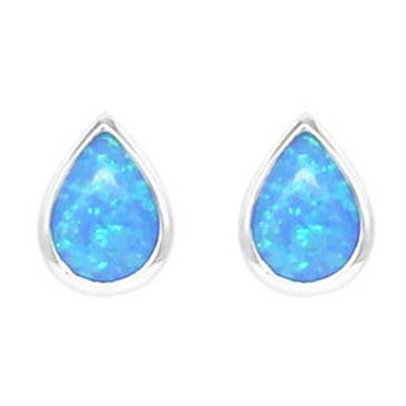 8mm Lge Teardrop Resin Opal Stud ER Blå for engroshandel hos Fabienne