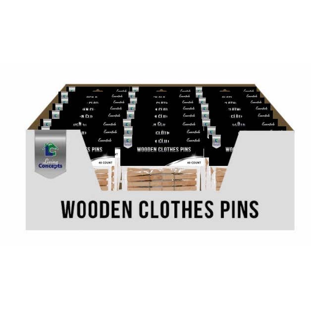 Living Concepts - Wholesale Clothes Clips - Clothes Pins Wood 40pk2