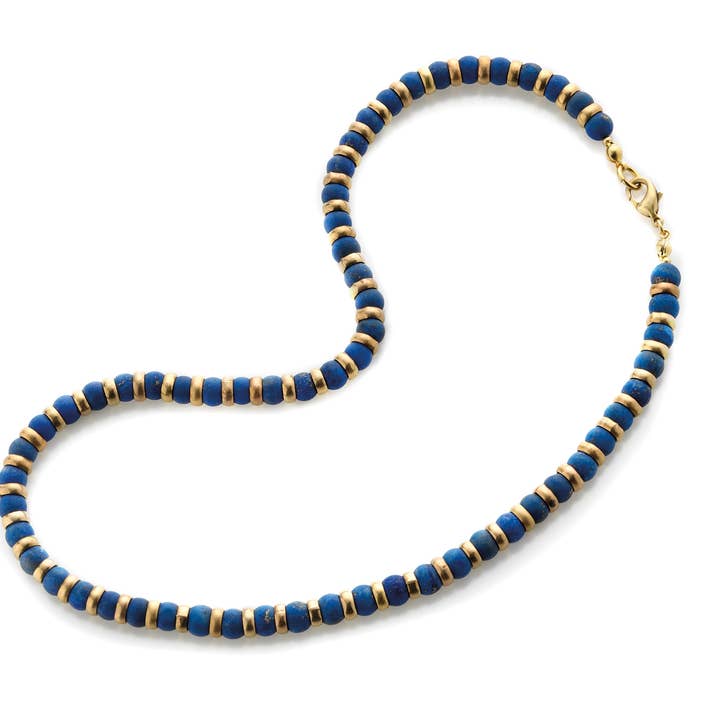 Discoveries, Inc. - Venta al por mayor Collares de cuentas/perlas - Collar de cuentas de lapislázuli sumerio - Inspirado en Egipto