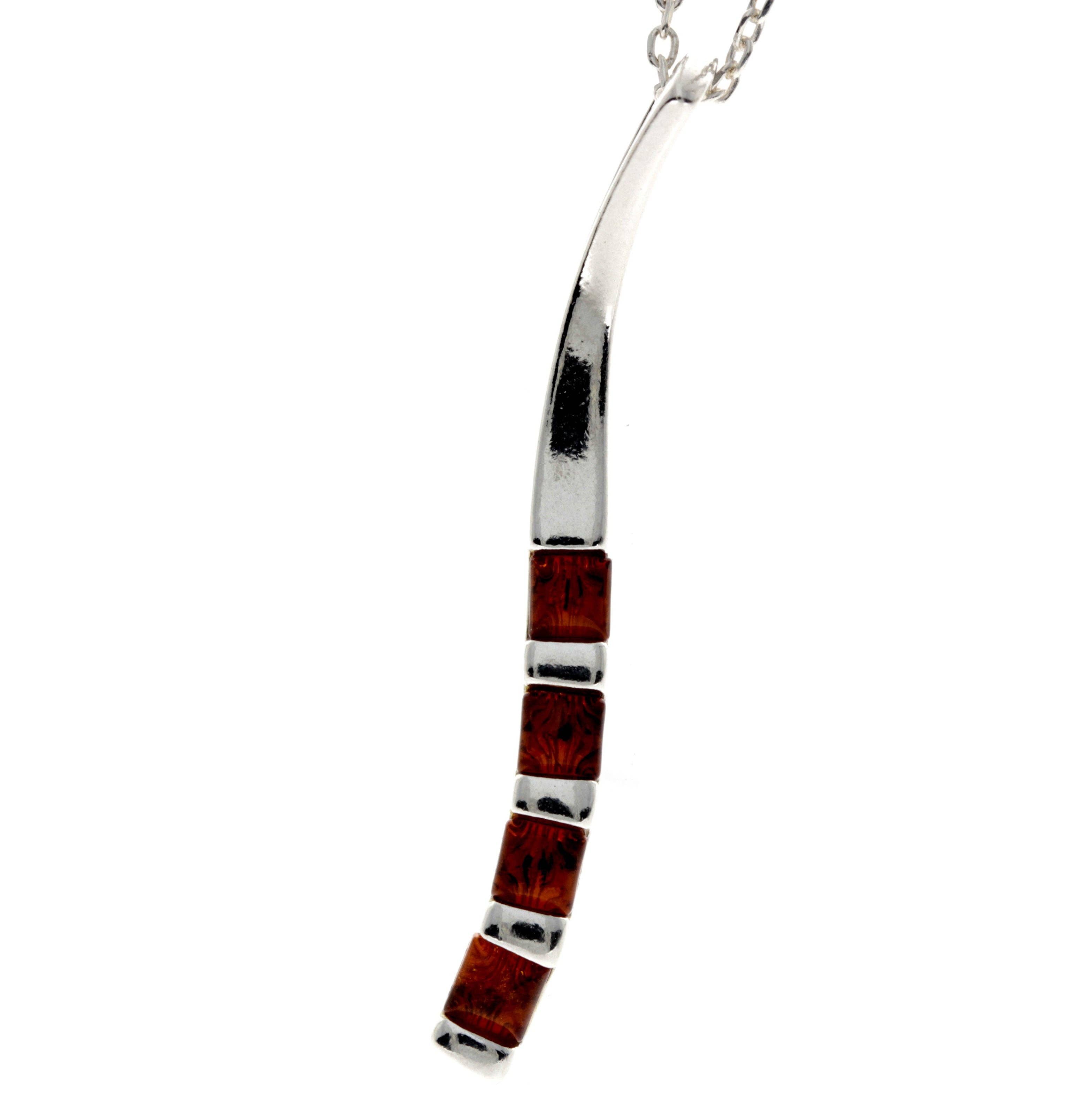 SilverAmber Jewellery - Vendita all'ingrosso Collana con ciondolo/pendaglio - Ciondolo dal design moderno in argento Sterling 925 e ambra baltica - GL20212