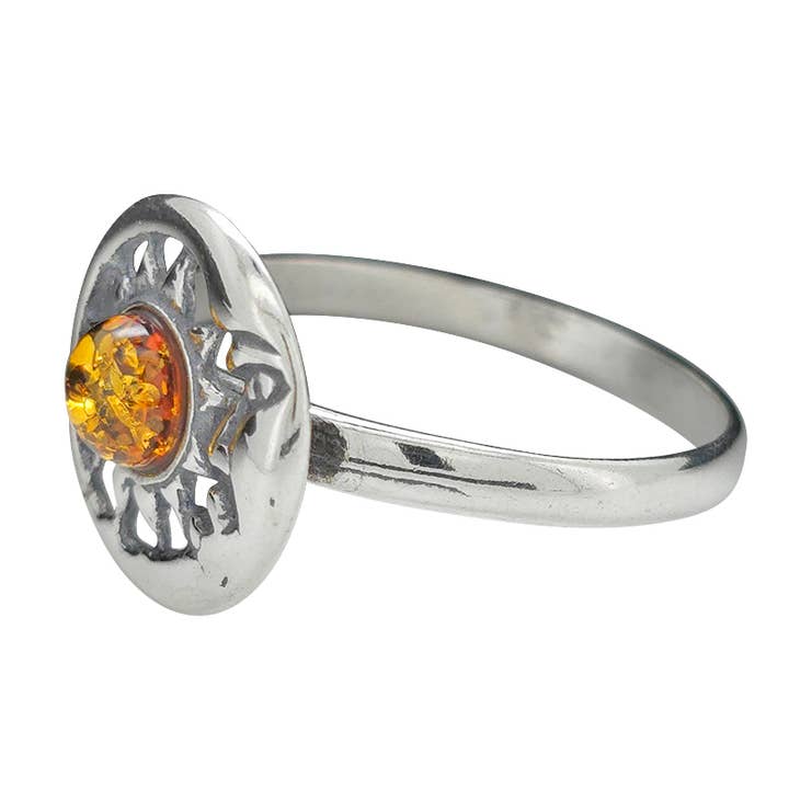 Amberman - Vendita all'ingrosso Anelli cocktail/statement - Anello luna/sole in argento ambrato