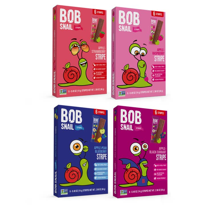 Oasis Snacks - Wholesale Fruit Snacks - BOB SNAIL Fruit Leather Stripes, 0.49oz - 1