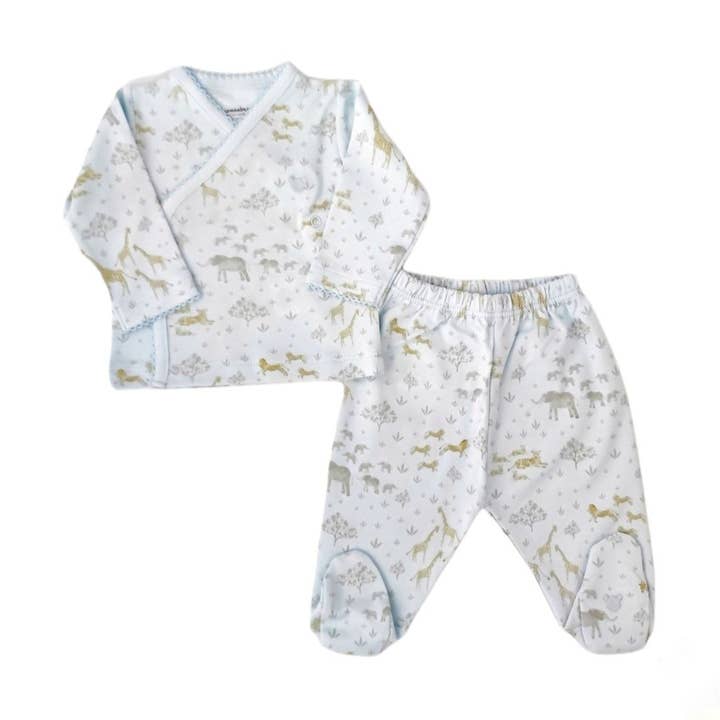 Ensemble Kimono & Pantalon Safari, Bleu pour la vente par Tecomoabesos