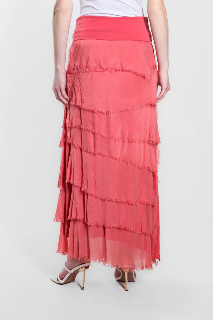 TINA Stephens Italy/Tees By Tina - Wholesale Skirt - Women's - Elisa Silk Ruffle Skirt (SL201)16