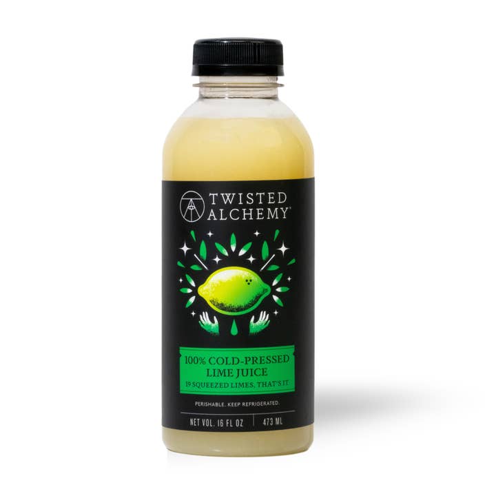 100% PERSIAN LIME JUICE FRESH COLD PRESSED 12 x 16oz CASE for wholesale by Twisted Alchemy
