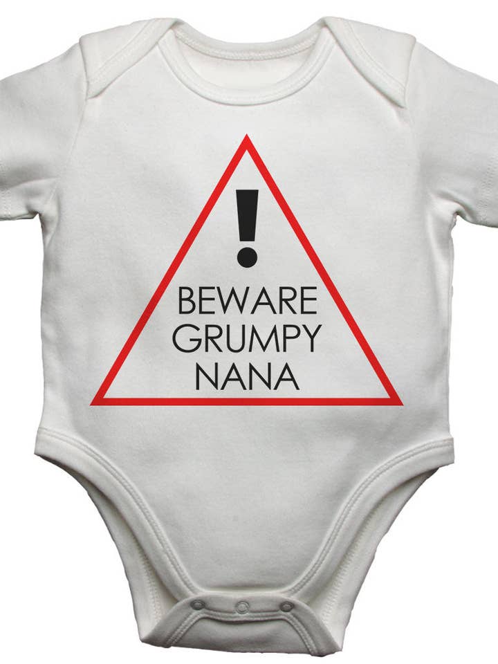 Beware Grumpy Nana - Baby Vests Bodysuits for wholesale by Little Ratbag
