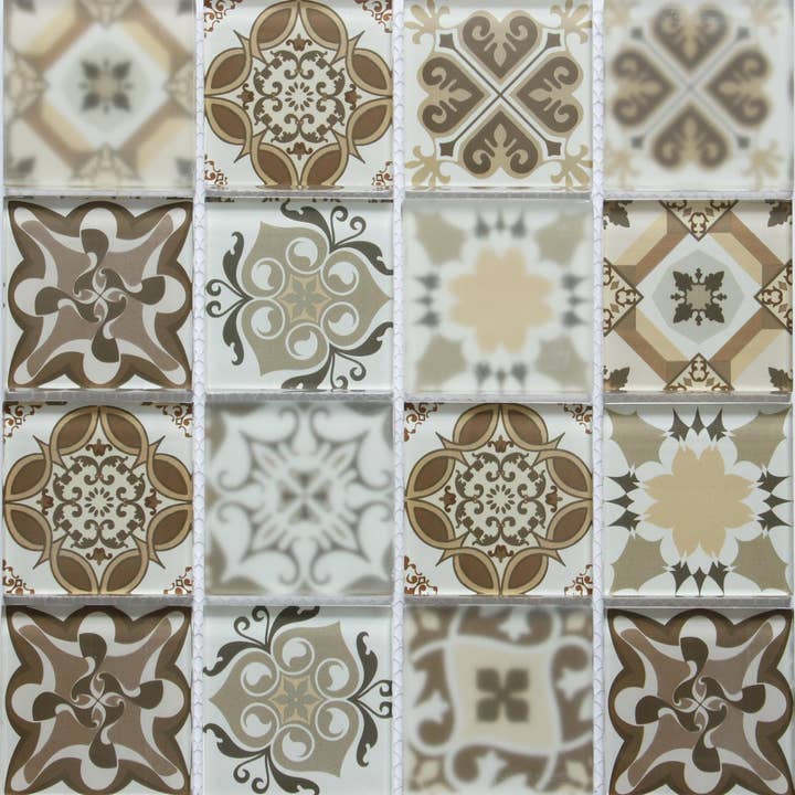 Brown Patterned Glass Mosaic Tiles (MT0181) for wholesale by TJM DIRECT