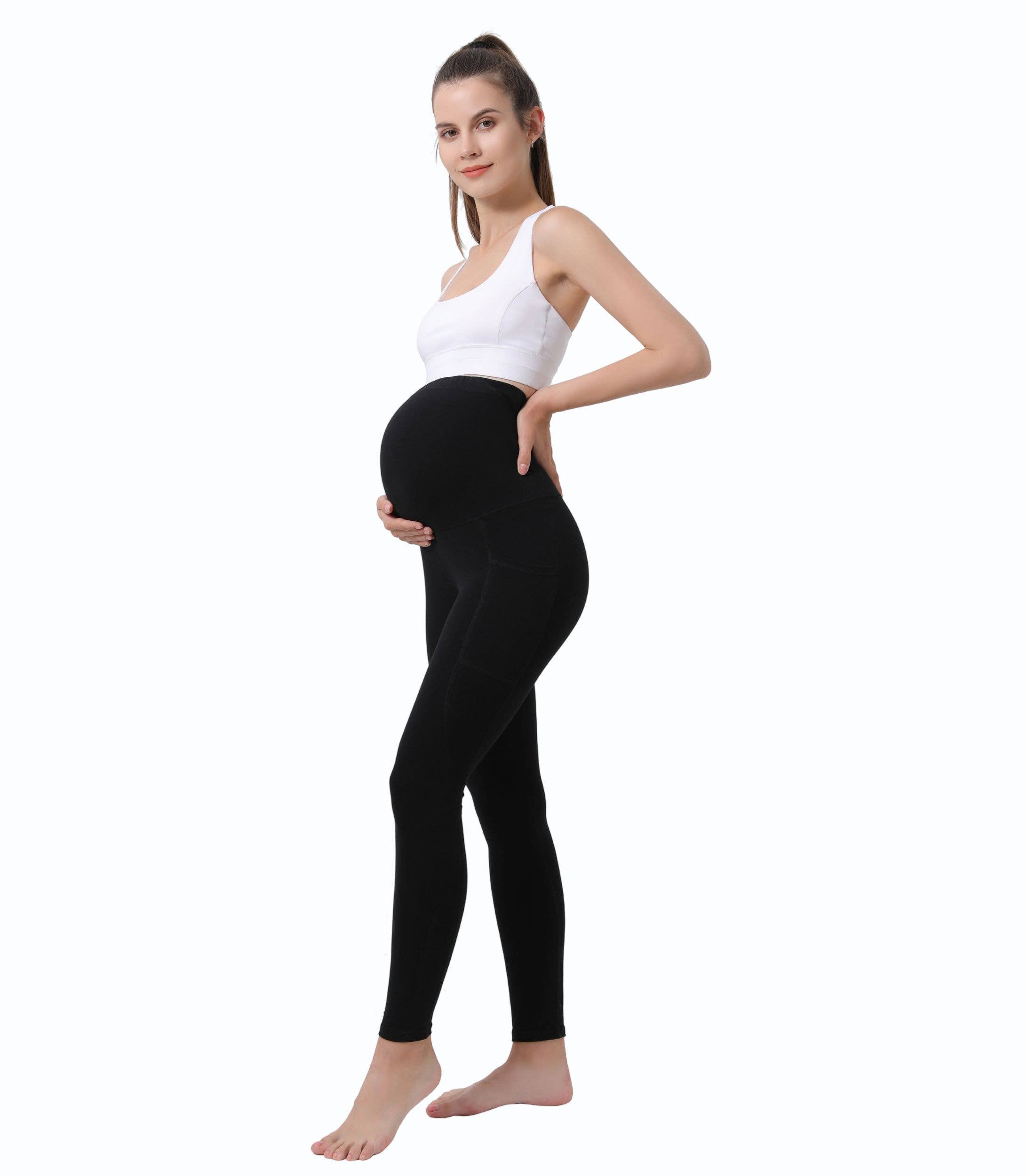 Alina Mae Maternity - Vendita all'ingrosso Leggings - Premaman - Pantaloni da Yoga Premaman con Tasche Collant Maternità (2PK)8