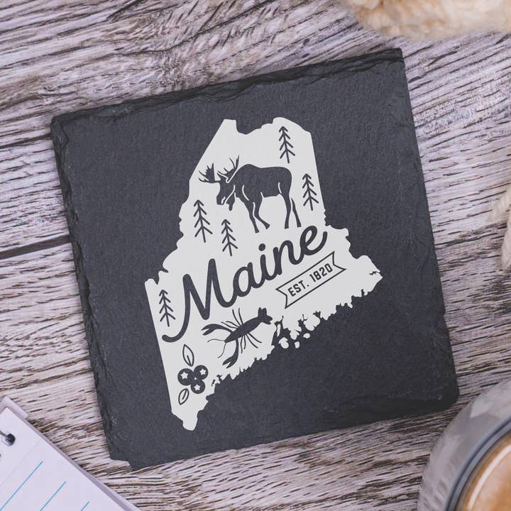 Blue Ridge Mountain Gifts - Wholesale Coasters - Maine Icons - UV Printed Slate Coasters0