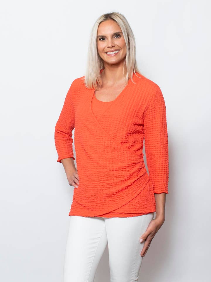 Pucker - Surplice Two in One with ¾ Sleeves and Cami Look for wholesale by SnoSkins