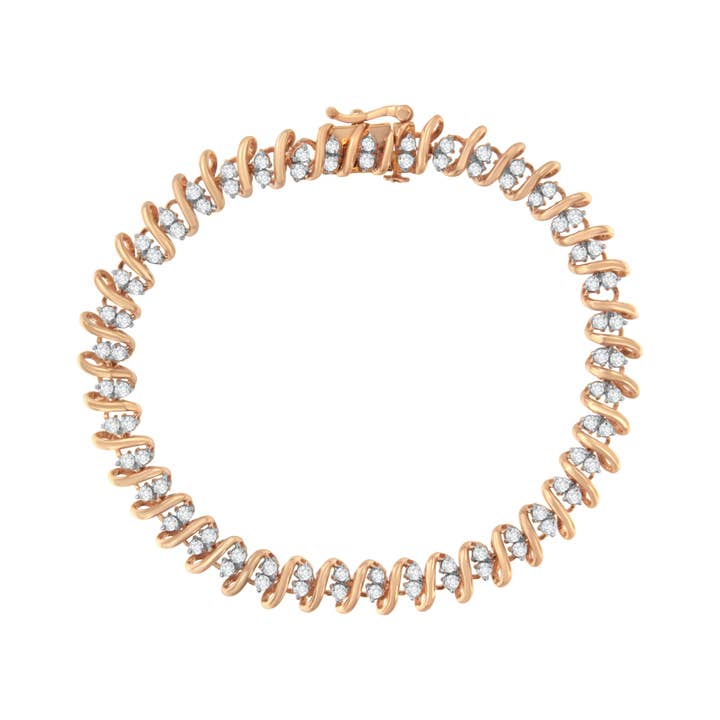 Rose Gold Over Silver 2.0 Ct Diamond S Link Tennis Bracelet for wholesale by Infinite Jewels