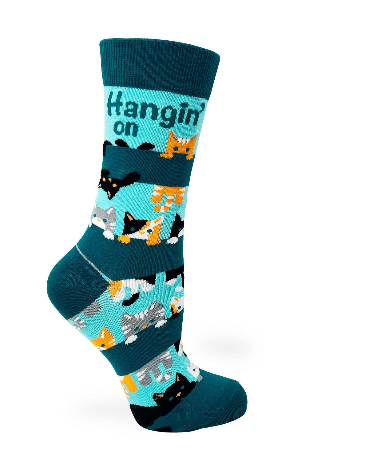 Fabdaz - Wholesale Socks - Women's - Hangin' on 'till Friday Ladies' Crew Socks Featuring Cute Ca1