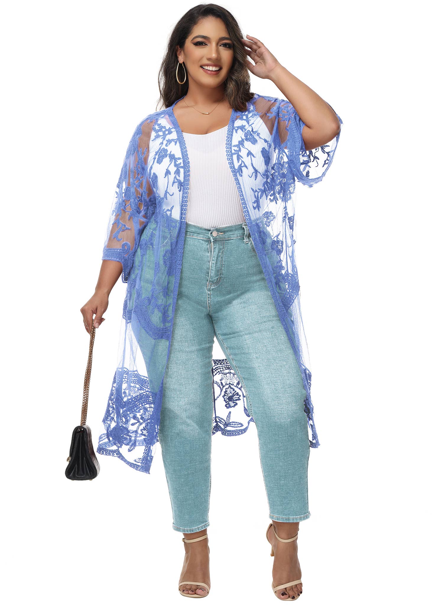 Anna Kaci Wholesale - Wholesale Cardigan - Women's - Women's Plus Size Lace Cardigan Open Front Floral Cardigan8