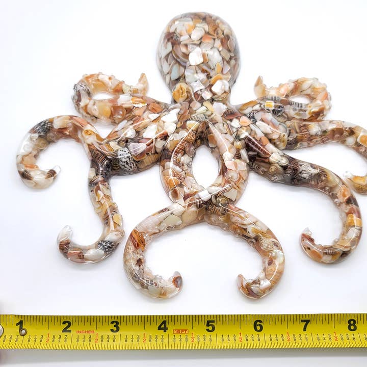 JEMS of the Sea – wholesale Wall Accent – Resin Octopus Wall Art - Made with Crushed Natural Seashells