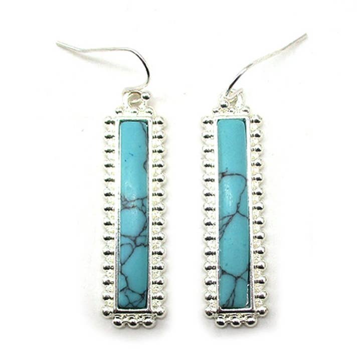 Boucles d'oreilles pendantes à barre turquoise occidentale pour la vente par Snowing West