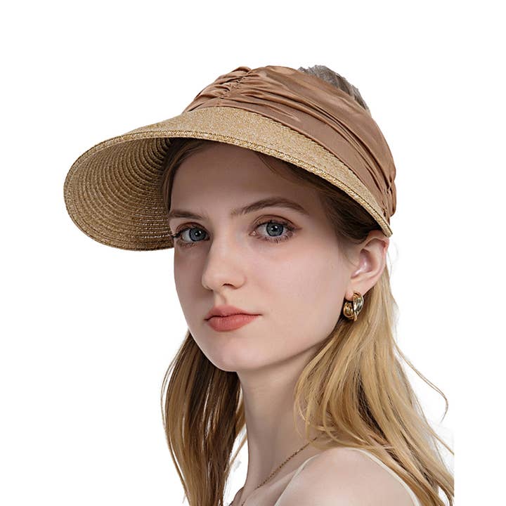 AK Brand - Wholesale Visor - Women's - Straw Sun Visor Wide Brim Adjustable Band Lightweight Hat15
