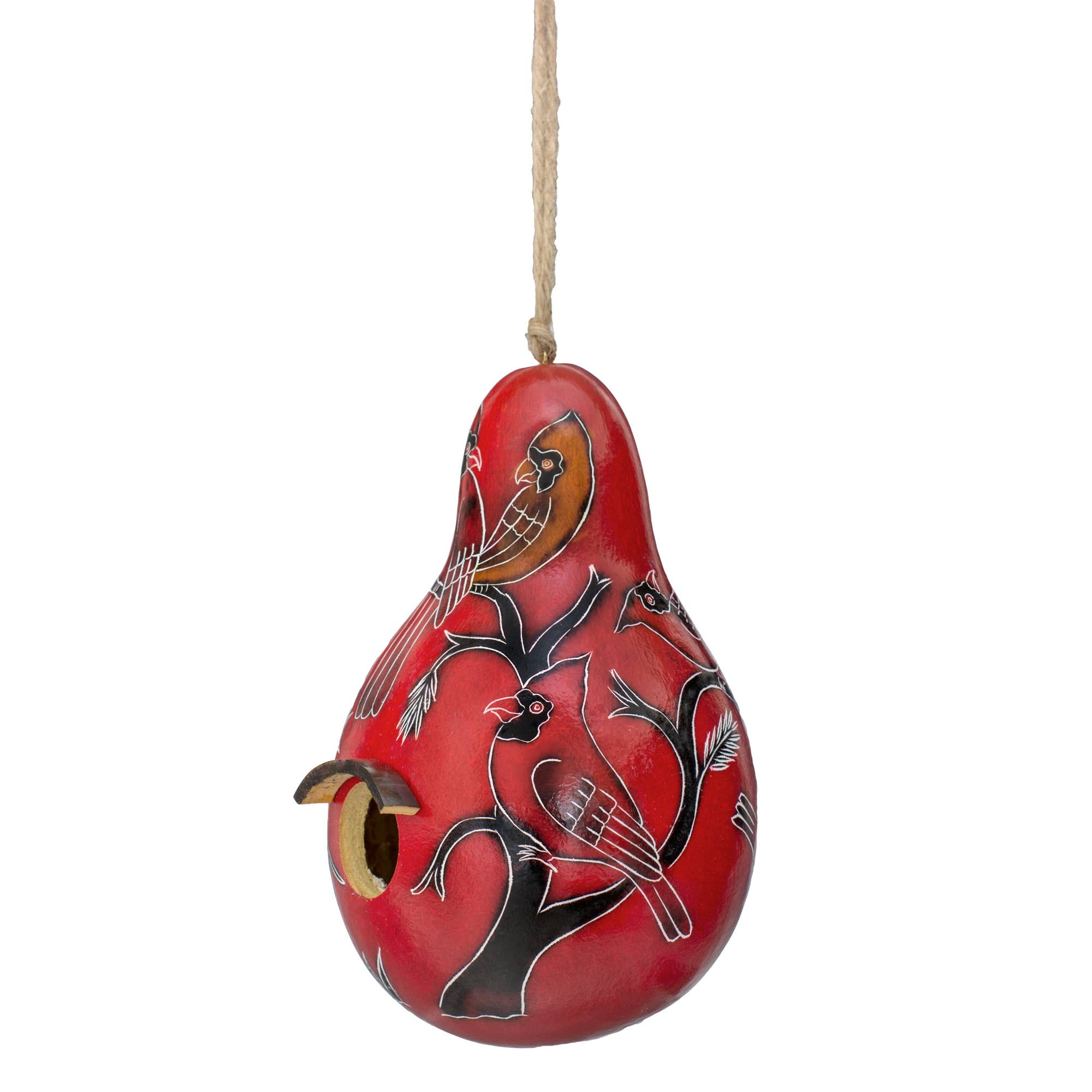 Lucuma Designs - Wholesale Bird House - Cardinals on a Branch - Gourd Birdhouse - Gardener Gifts3