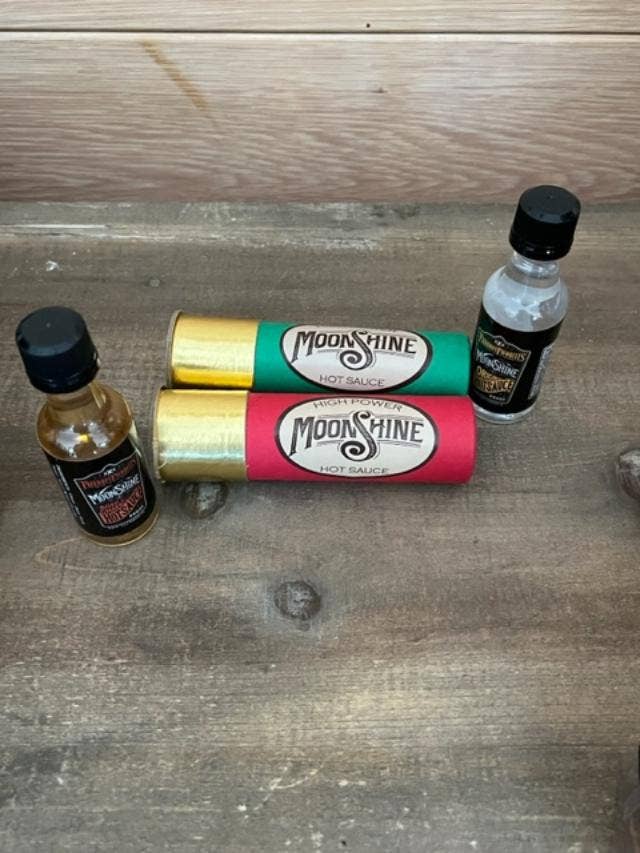 Fairhope Favorites, Inc. - Wholesale Hot Sauce - Large Shotgun Shells W/Original & Bourbon Mini Hot Sauce 1
