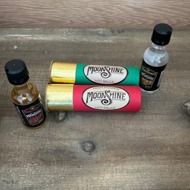 Fairhope Favorites, Inc. - Wholesale Hot Sauce - Large Shotgun Shells W/Original & Bourbon Mini Hot Sauce 1