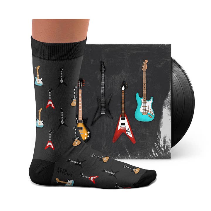 Six-String Grey Socks for wholesale by Sock Affairs