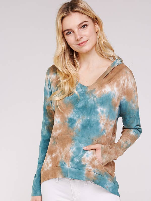 Urban X Teal & Taupe Two tone Crystal Tie dye Long Sleeve for wholesale by Urban X Apparel