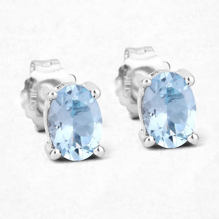 Akvamarin örhängen, naturliga akvamarin Silver Stud örhängen för wholesale av Quintessence Jewelry