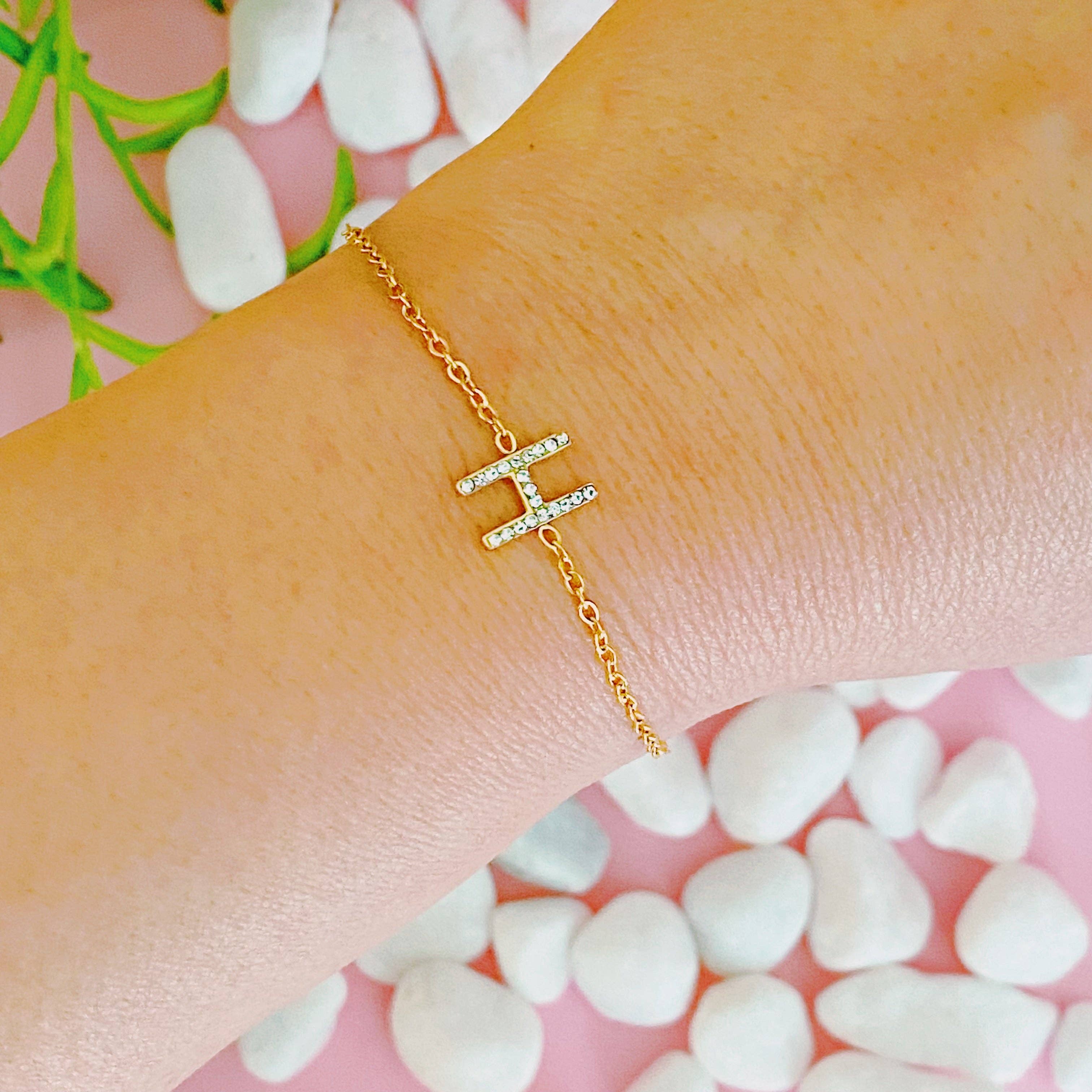 Ellison+Young - Wholesale Charm/Dangle Bracelet - Dainty Sparkle Initial Bracelet6