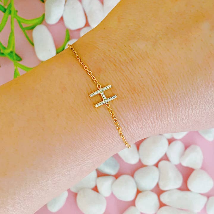 Ellison+Young - Wholesale Charm/Dangle Bracelet - Dainty Sparkle Initial Bracelet6