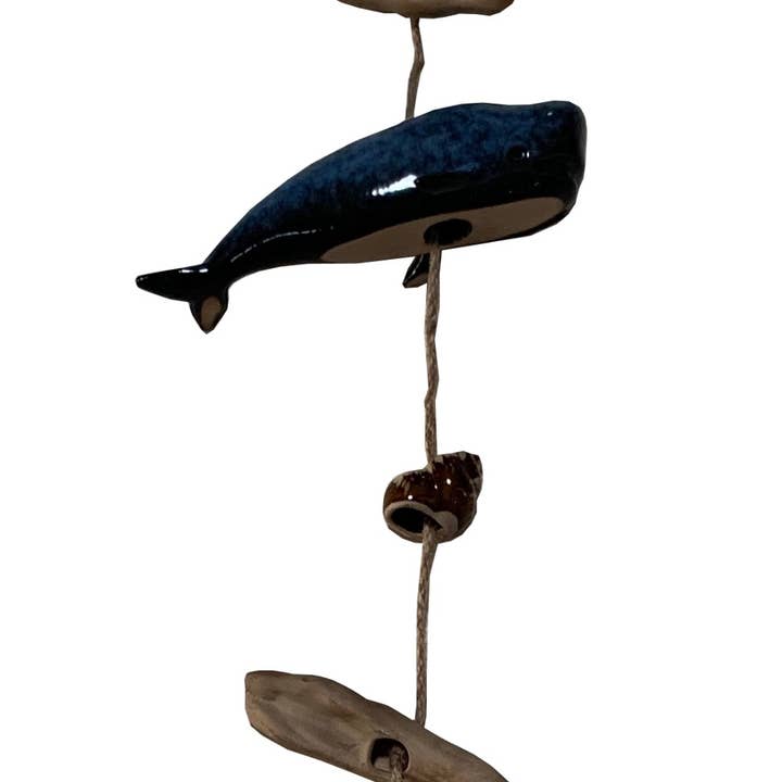 CERAMIC WHALE DRIFTWOOD DROP CHIME for wholesale by Barry-Owen Co., Inc.