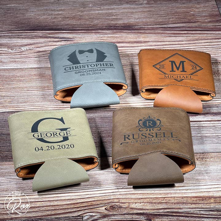 On The Rox Drinks - Wholesale Drink Huggers & Koozies - Personalized Groomsmen Can Cooler- Custom Groomsmen Gift -Personalized Wedding Can Cooler - Groomsmen Proposal -Groomsmen Can Sleeve Gifts - Beer Can Holder - Personalized Wedding Favors