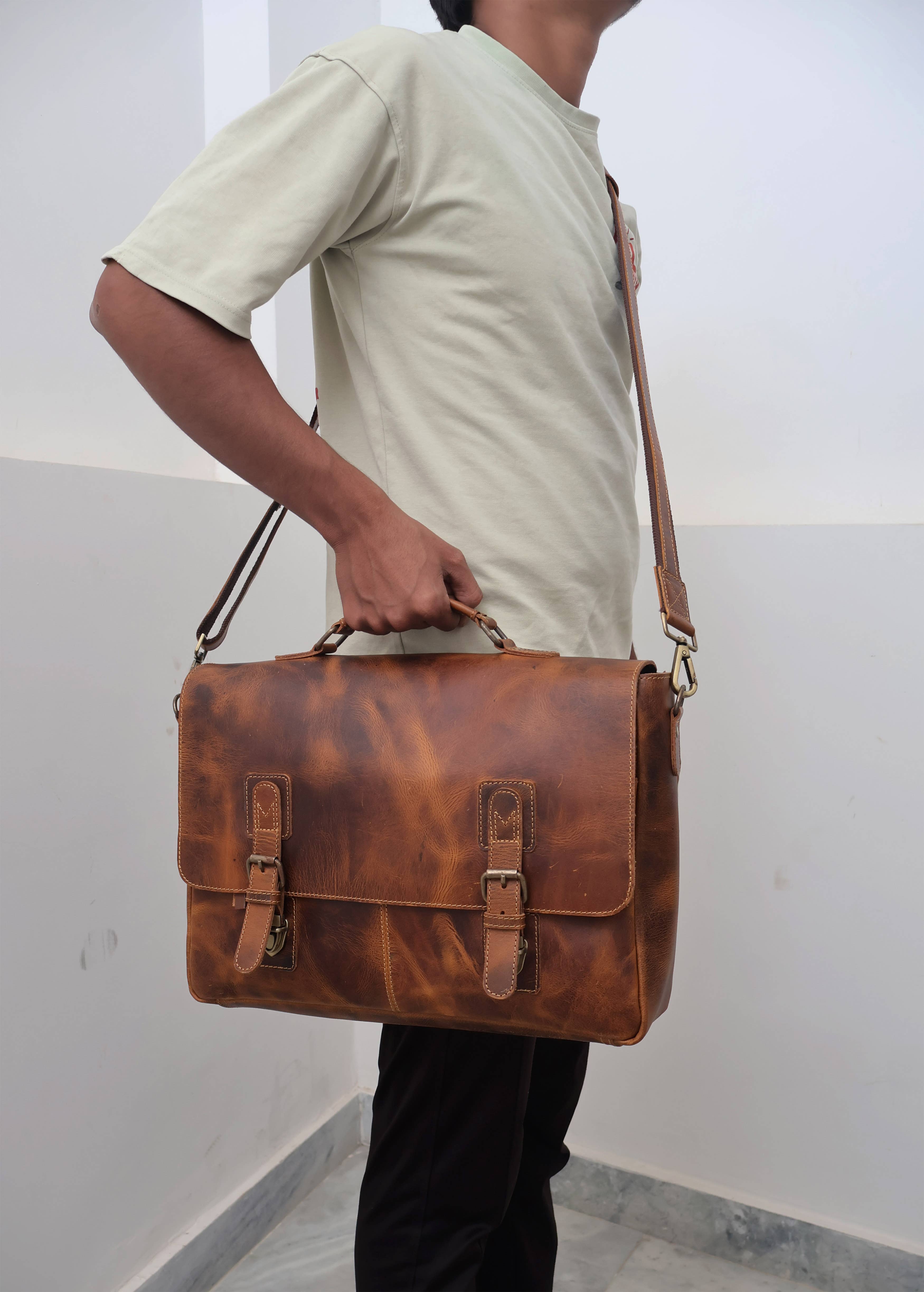 Billion Brothers - Wholesale Messenger Bag - Unisex - Buffalo Leather Satchel Messenger Bag Vintage Laptop Bag 11