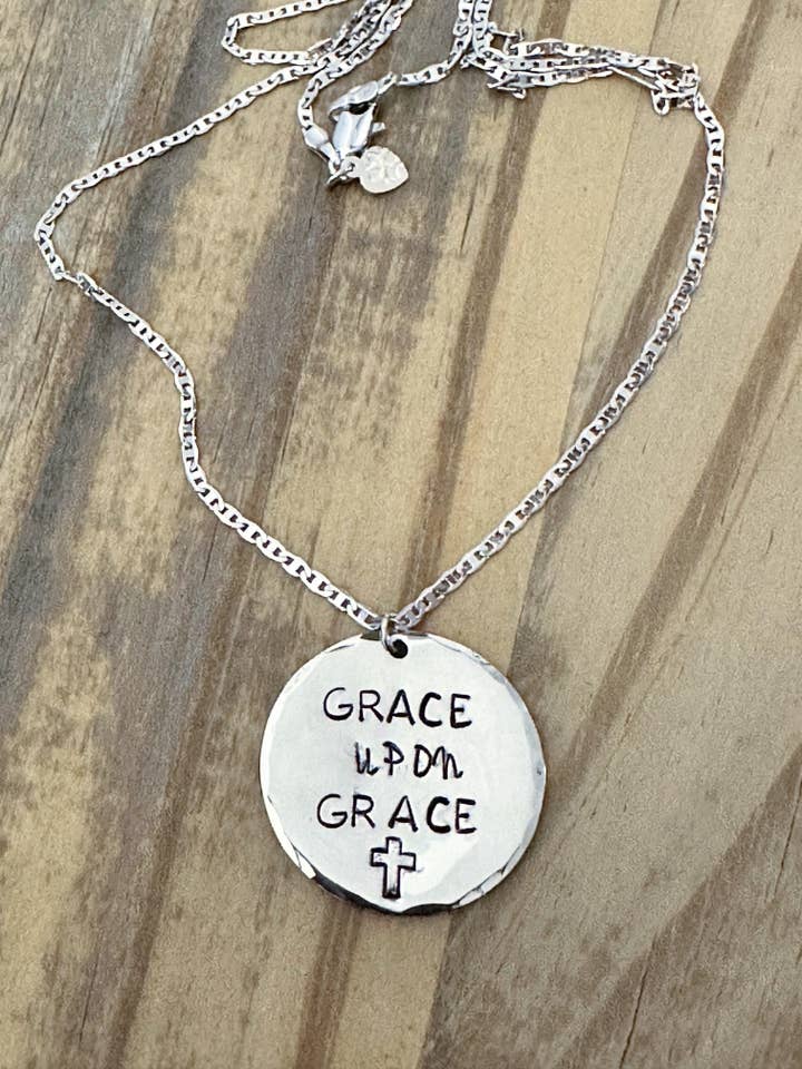 "Grace Upon Grace" – Hand-Stamped Necklace for wholesale by Kazuly Creations