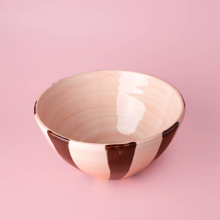 Alfar Tierra Cocida - Wholesale Salad Plate - Ceramic salad bowl 1,5l - 21cm/PINK AND CHOCOLATE BROWN5