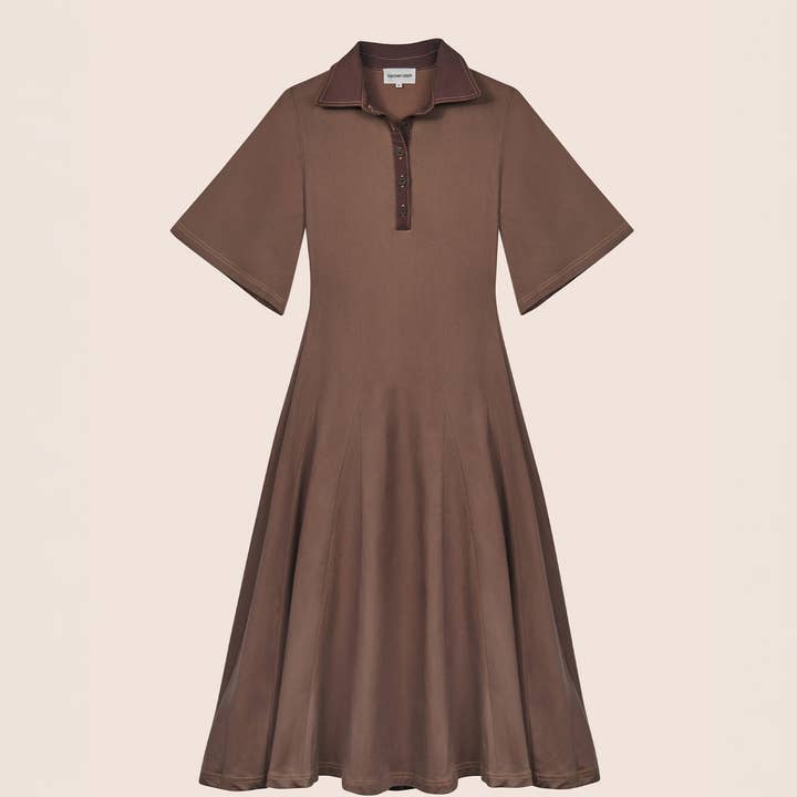 Mokkabrun midi‑klänning för wholesale av CARMEN SAYS