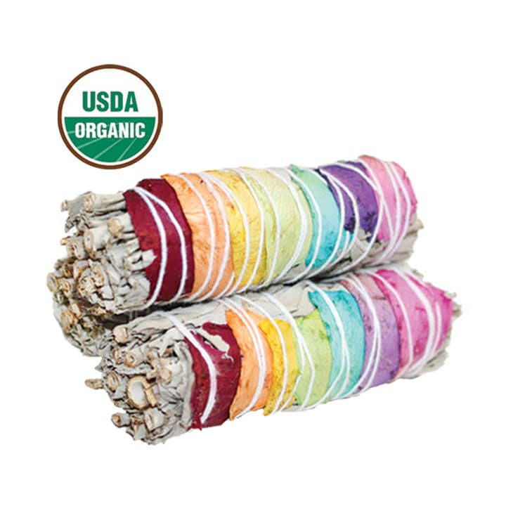 '7 Chakras' blommig vit salvia fläckpinne (4 tum) för wholesale av Designs by Deekay Inc.