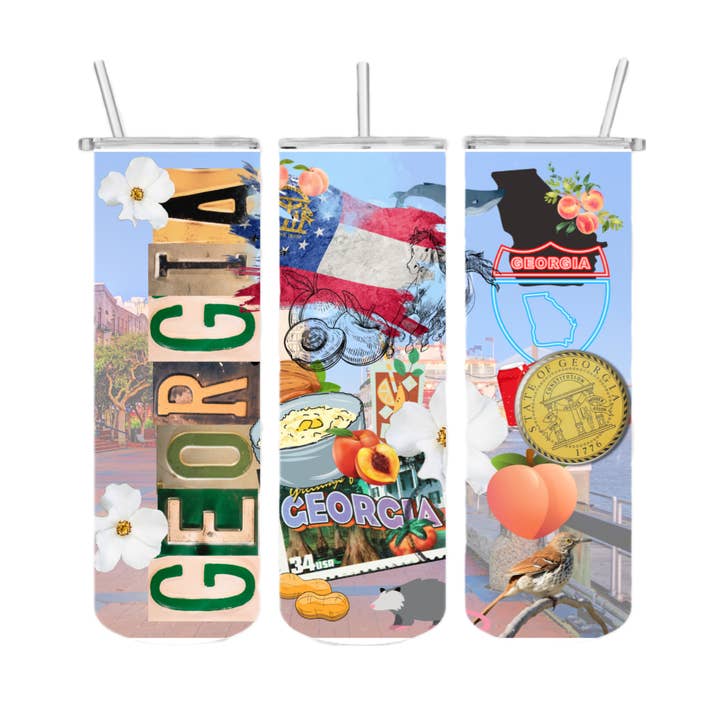 Gobelet Georgia State Collage de 20 oz avec paille en plastique et couvercle pour la vente par Tees of Paradise