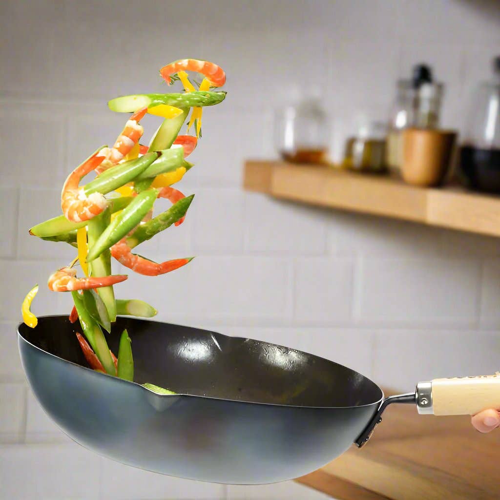 Ginza Steel - Vente Marmites - Yoshikawa Japon | Wok en acier carbone 36 cm - Fabriqué au Japon1