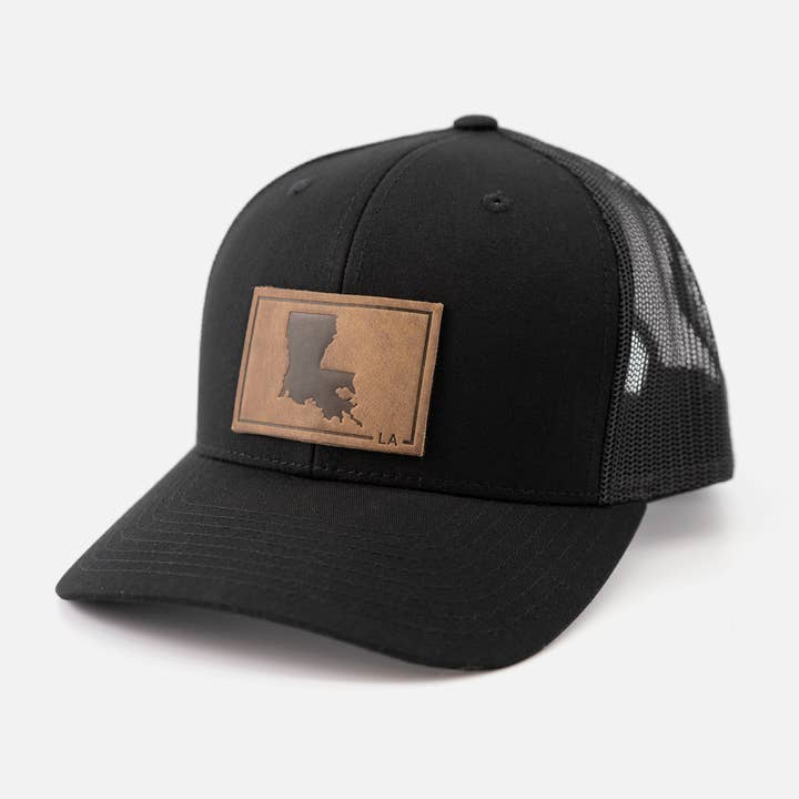 Range Leather Co. - Wholesale Trucker Hat - Unisex - Louisiana Silhouette Hat | Leather Patch Trucker Hat
